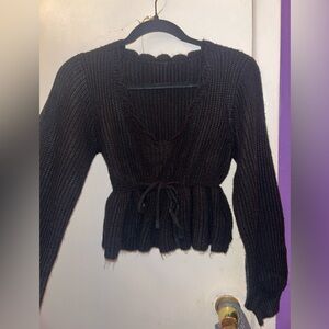 SHEIN Black V-Neck Knit Sweater